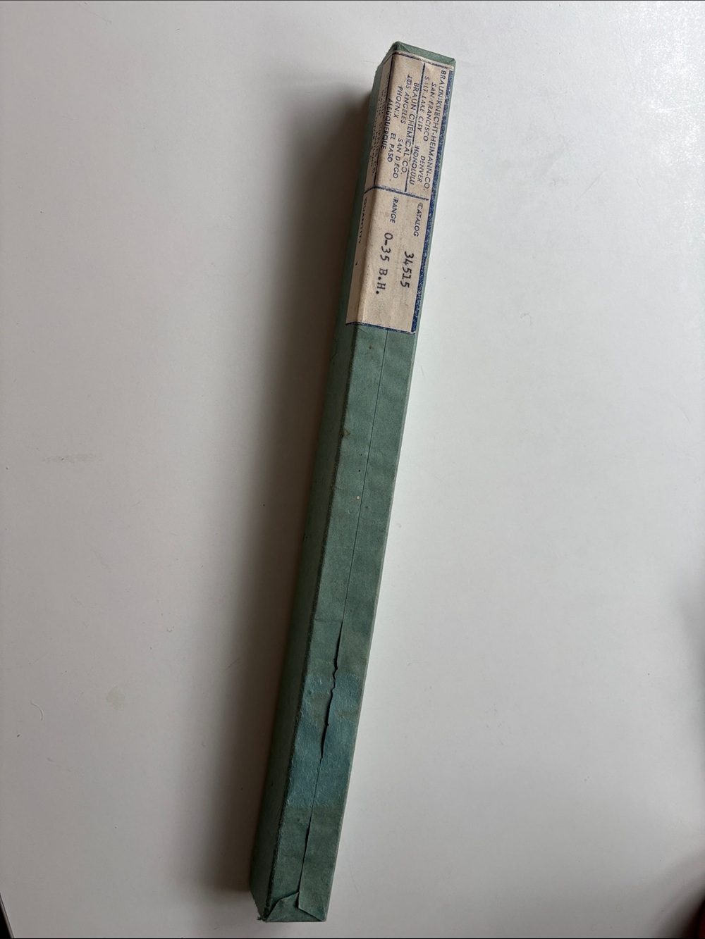 Vintage BRAUN KNECHT HEIMANN CO BRAUN CHEMICAL 34515 HYDROMETER, RANGE: 0-35 B.H